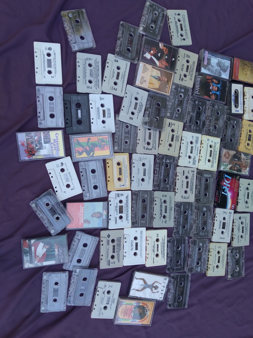 Lot Of 60 80s R&b VintageAssorted Audio Cassette Tapes - White, Gray, Black